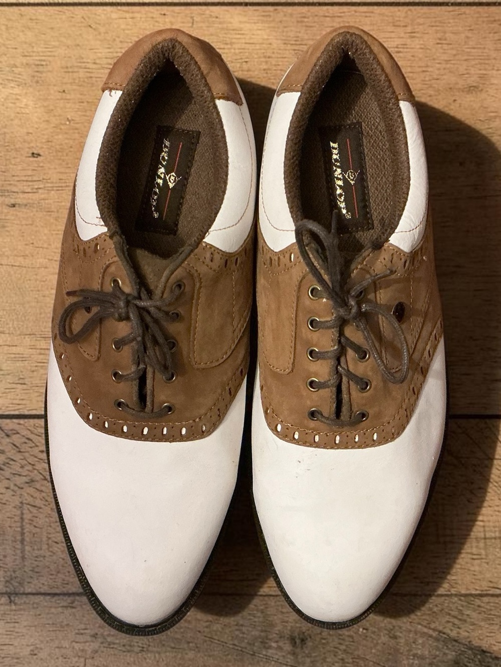 Dunlop Vintage White & Brown Saddle Golf Shoes